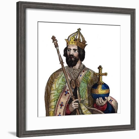 Portrait of Charlemagne (742-814), King of the Franks-French School-Framed Giclee Print