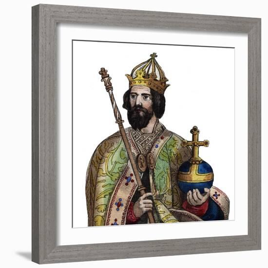 Portrait of Charlemagne (742-814), King of the Franks-French School-Framed Giclee Print