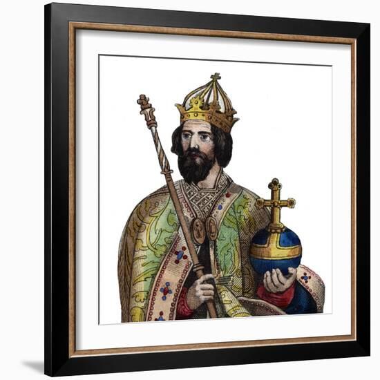 Portrait of Charlemagne (742-814), King of the Franks-French School-Framed Giclee Print