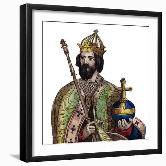 Portrait of Charlemagne (742-814), King of the Franks-French School-Framed Giclee Print