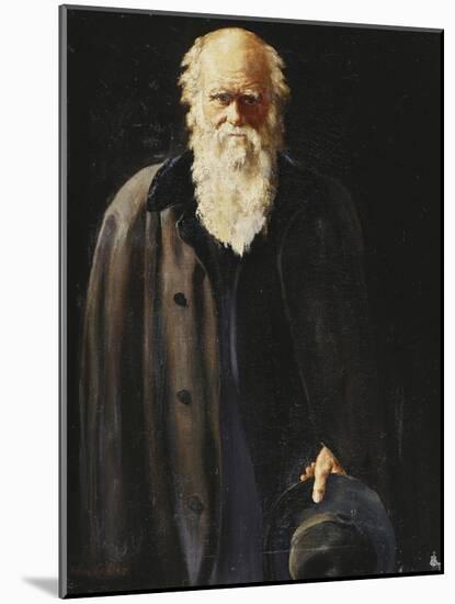 Portrait of Charles Darwin, standing three quarter length-John Collier-Mounted Giclee Print