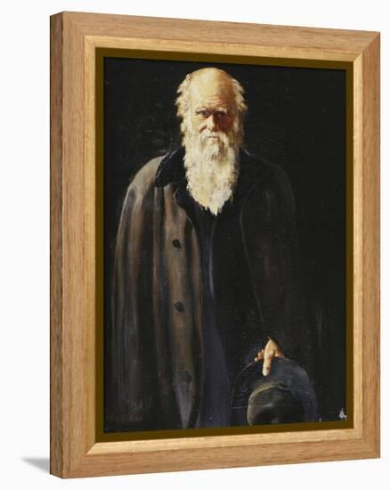 Portrait of Charles Darwin, standing three quarter length-John Collier-Framed Premier Image Canvas