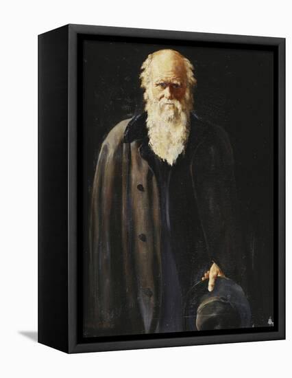 Portrait of Charles Darwin, standing three quarter length-John Collier-Framed Premier Image Canvas