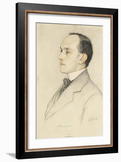 Portrait of Charles Francis Bell, 1913 (Coloured Crayons on a Pale Ochre Preparation)-William Strang-Framed Giclee Print