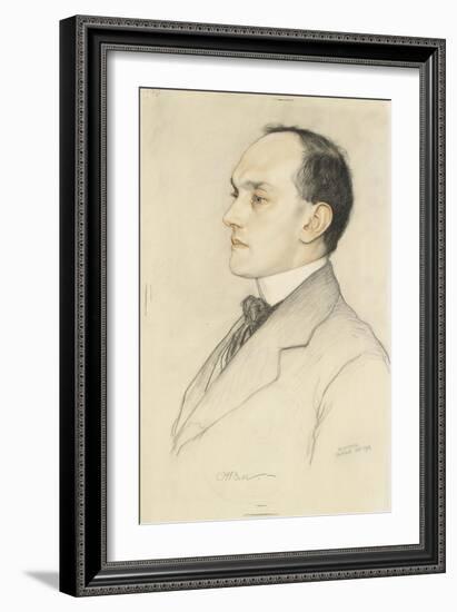 Portrait of Charles Francis Bell, 1913 (Coloured Crayons on a Pale Ochre Preparation)-William Strang-Framed Giclee Print