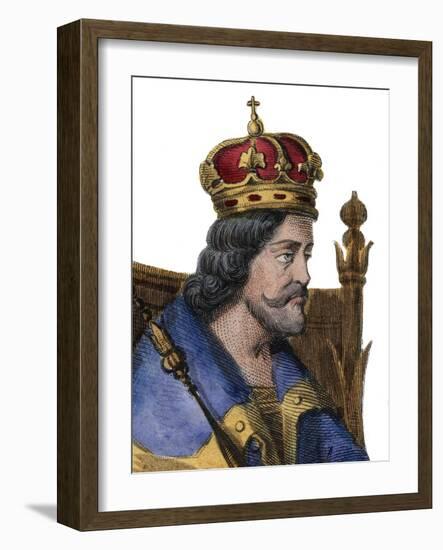Portrait of Charles I of Naples (Charles of Anjou) (1227-1285), King of Sicily-French School-Framed Giclee Print