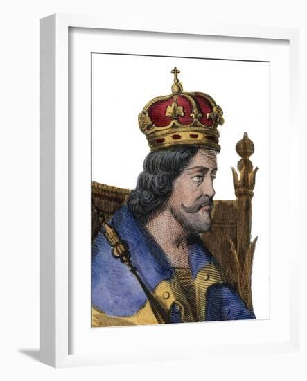 Portrait of Charles I of Naples (Charles of Anjou) (1227-1285), King of Sicily-French School-Framed Giclee Print