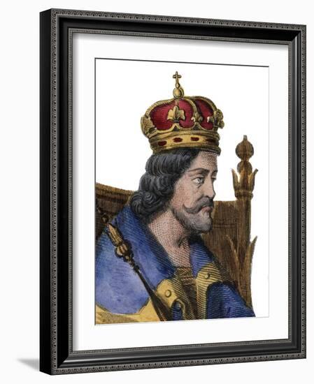 Portrait of Charles I of Naples (Charles of Anjou) (1227-1285), King of Sicily-French School-Framed Giclee Print