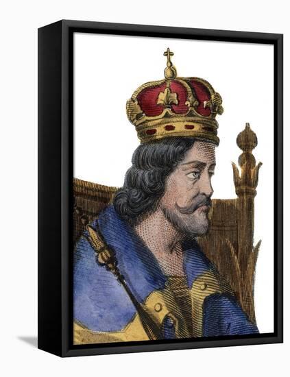 Portrait of Charles I of Naples (Charles of Anjou) (1227-1285), King of Sicily-French School-Framed Premier Image Canvas