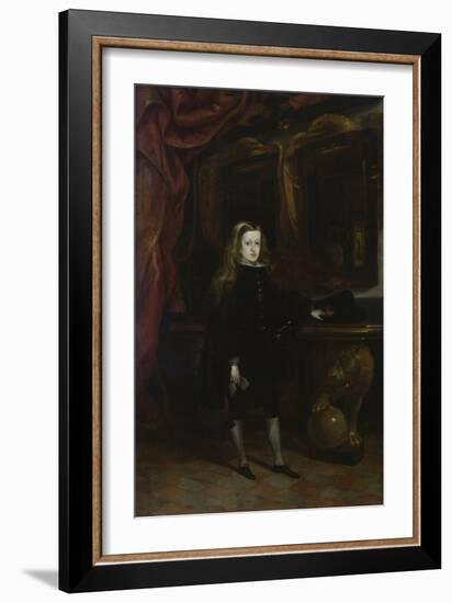 Portrait of Charles II (1661-1700) of Habsbourg Aged 12, 1673-85 (Oil on Canvas)-Don Juan Carreno de Miranda-Framed Giclee Print