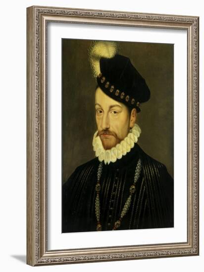 Portrait of Charles IX, King of France. Ca. 1570-Francois Clouet-Framed Art Print