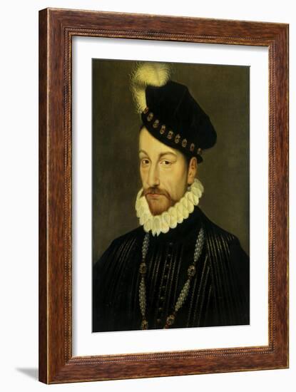 Portrait of Charles IX, King of France. Ca. 1570-Francois Clouet-Framed Art Print