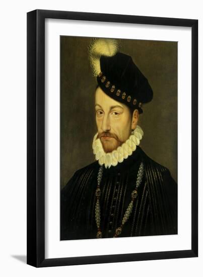 Portrait of Charles IX, King of France. Ca. 1570-Francois Clouet-Framed Art Print