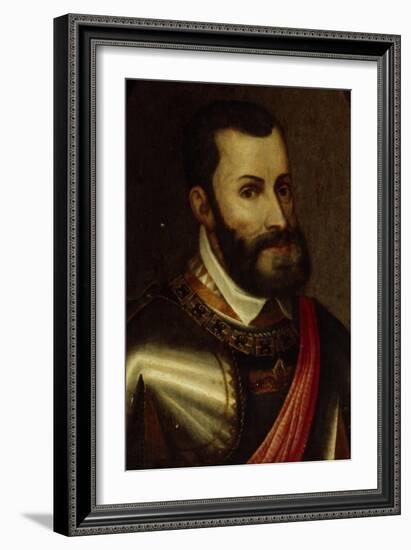 Portrait of Charles V, Holy Roman Emperor, C.18th-Titian (Tiziano Vecelli)-Framed Giclee Print