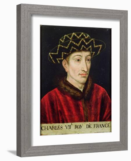 Portrait of Charles VII (1403-61) King of France-French School-Framed Giclee Print