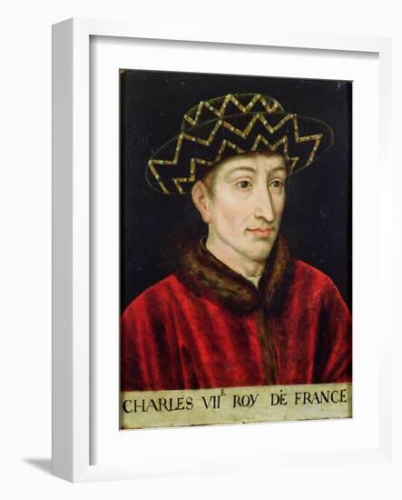 Portrait of Charles VII (1403-61) King of France-French School-Framed Giclee Print