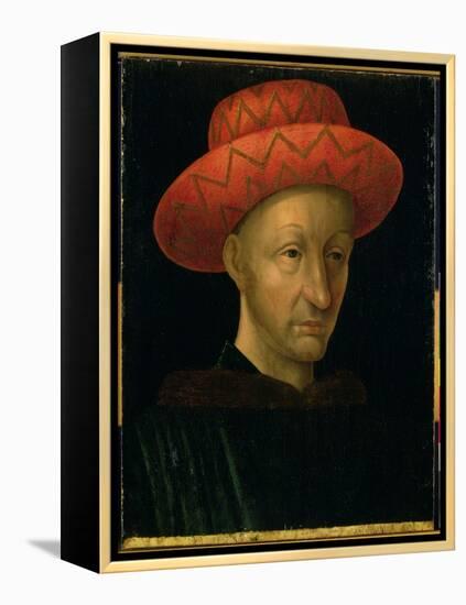 Portrait of Charles VII (1403-61) (Oil on Panel)-Jean Fouquet-Framed Premier Image Canvas