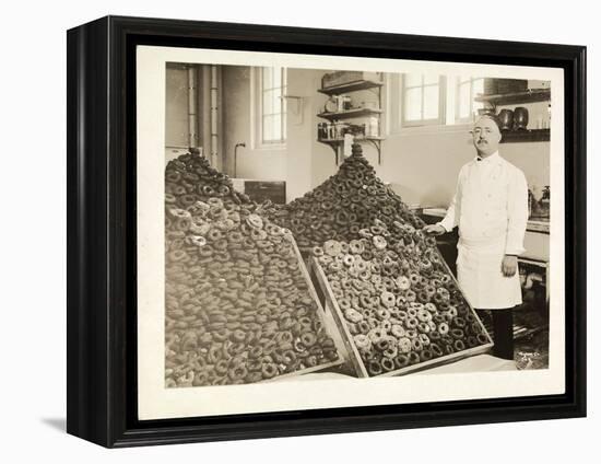 Portrait of Chef Leoni with Bins of Doughnuts for the Salvation Army at the Hotel Commodore, 1919-Byron Company-Framed Premier Image Canvas