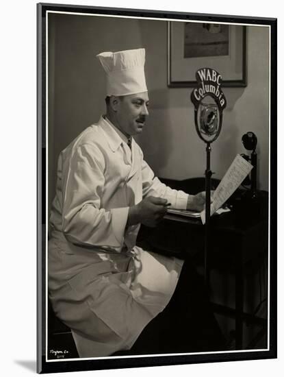 Portrait of Chef Maurice Hervieux at the Microphone at the Hotel Commodore, 1930-Byron Company-Mounted Giclee Print