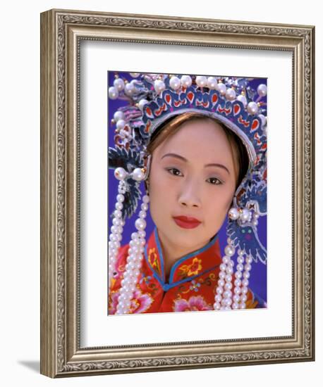 Portrait of Chinese Woman Wearing Ming Dynasty Dress, China-Bill Bachmann-Framed Photographic Print