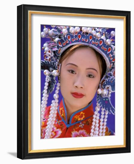 Portrait of Chinese Woman Wearing Ming Dynasty Dress, China-Bill Bachmann-Framed Photographic Print