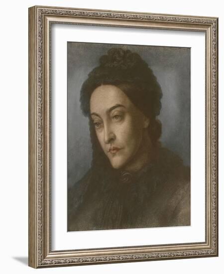 Portrait of Christina Rossetti, Head and Shoulders, Turned Three-Quarters to the Left, 1877-Dante Gabriel Rossetti-Framed Giclee Print