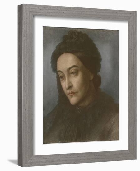 Portrait of Christina Rossetti, Head and Shoulders, Turned Three-Quarters to the Left, 1877-Dante Gabriel Rossetti-Framed Giclee Print