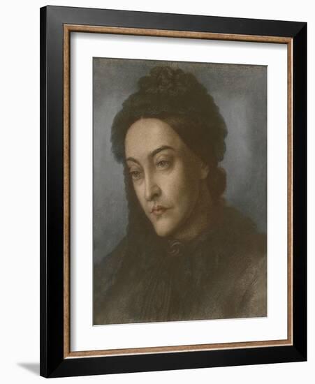 Portrait of Christina Rossetti, Head and Shoulders, Turned Three-Quarters to the Left, 1877-Dante Gabriel Rossetti-Framed Giclee Print