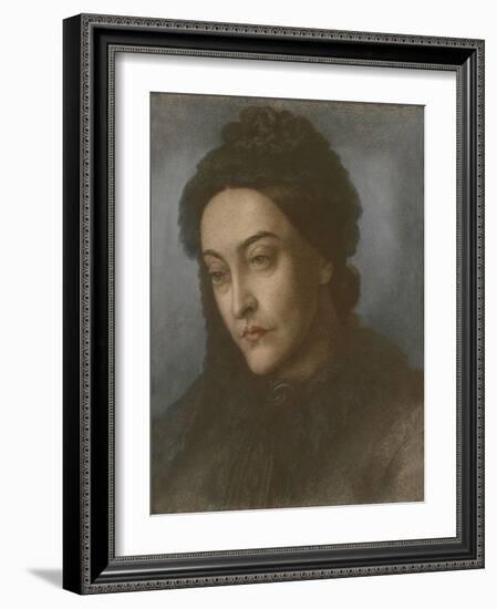 Portrait of Christina Rossetti, Head and Shoulders, Turned Three-Quarters to the Left, 1877-Dante Gabriel Rossetti-Framed Giclee Print