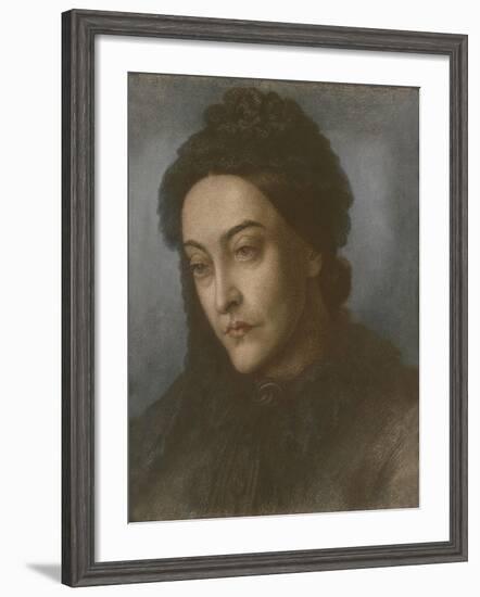 Portrait of Christina Rossetti, Head and Shoulders, Turned Three-Quarters to the Left, 1877-Dante Gabriel Rossetti-Framed Giclee Print