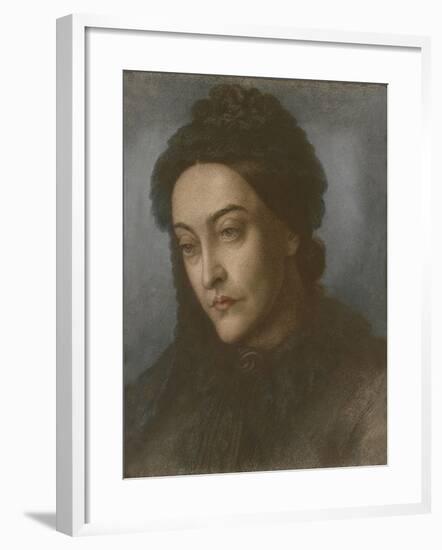 Portrait of Christina Rossetti, Head and Shoulders, Turned Three-Quarters to the Left, 1877-Dante Gabriel Rossetti-Framed Giclee Print