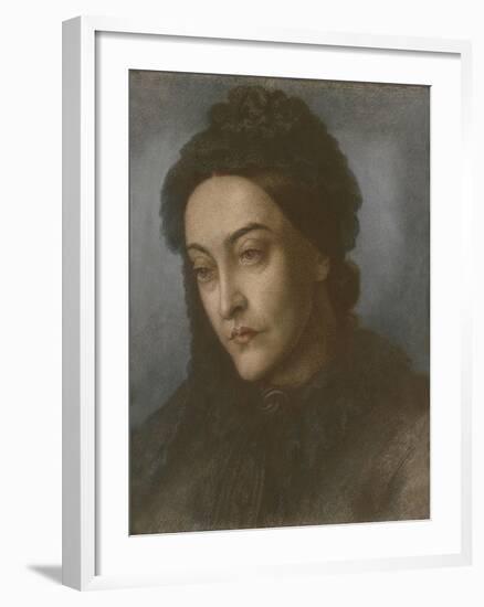 Portrait of Christina Rossetti, Head and Shoulders, Turned Three-Quarters to the Left, 1877-Dante Gabriel Rossetti-Framed Giclee Print