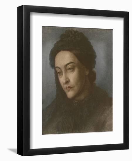 Portrait of Christina Rossetti, Head and Shoulders, Turned Three-Quarters to the Left, 1877-Dante Gabriel Rossetti-Framed Giclee Print