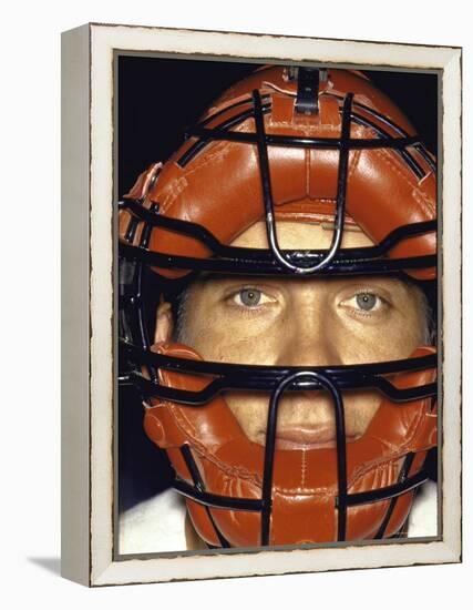 Portrait of Cincinnati Redlegs' Catcher Johnny Bench with Face Mask On-John Dominis-Framed Premier Image Canvas