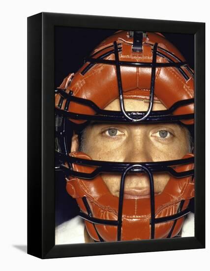 Portrait of Cincinnati Redlegs' Catcher Johnny Bench with Face Mask On-John Dominis-Framed Premier Image Canvas