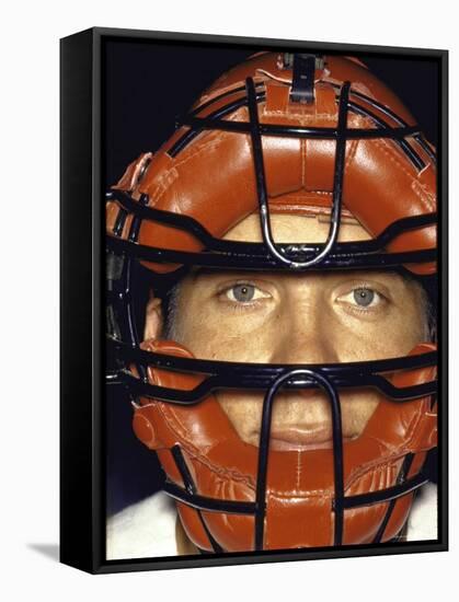 Portrait of Cincinnati Redlegs' Catcher Johnny Bench with Face Mask On-John Dominis-Framed Premier Image Canvas