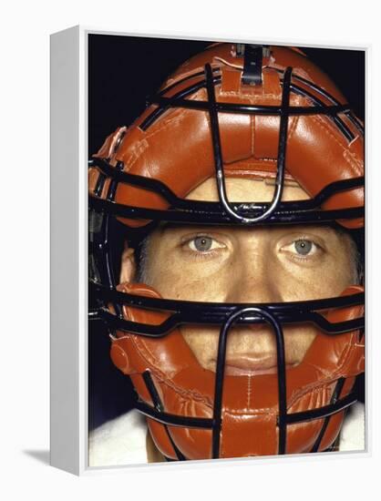 Portrait of Cincinnati Redlegs' Catcher Johnny Bench with Face Mask On-John Dominis-Framed Premier Image Canvas