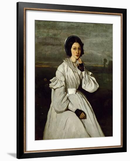 Portrait of Claire Sennegon-Jean-Baptiste-Camille Corot-Framed Giclee Print