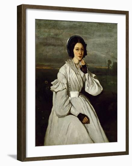 Portrait of Claire Sennegon-Jean-Baptiste-Camille Corot-Framed Giclee Print