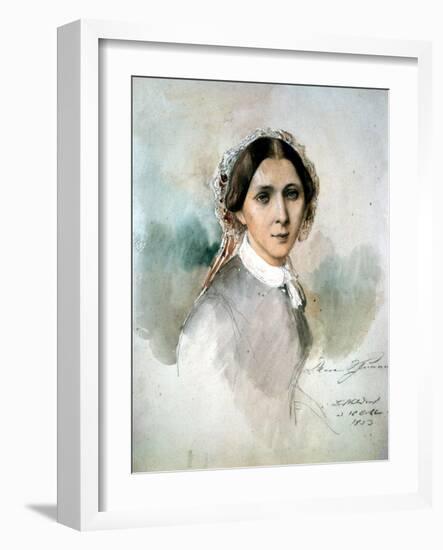 Portrait of Clara Schumann (1819-96) 1853-Joseph Bonaventure Laurens-Framed Giclee Print