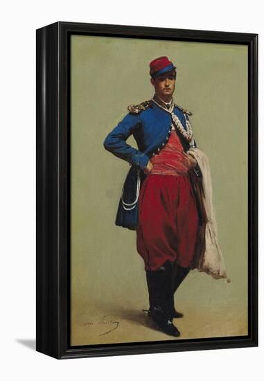 Portrait of Claude Monet (1840-1926) in Uniform, 1861-Charles Marie Lhuillier-Framed Premier Image Canvas