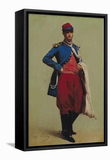 Portrait of Claude Monet (1840-1926) in Uniform, 1861-Charles Marie Lhuillier-Framed Premier Image Canvas