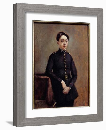 Portrait of Collegian Abel Chambaud Painting by Camille Corot (1796-1875) 19Th Century Sun. 0,32X0,-Jean Baptiste Camille Corot-Framed Giclee Print