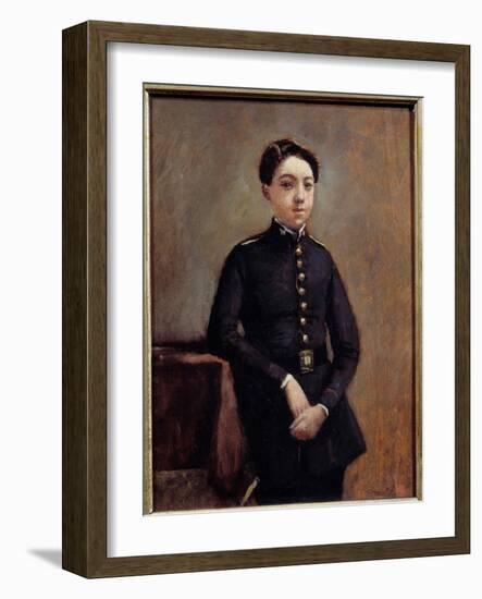 Portrait of Collegian Abel Chambaud Painting by Camille Corot (1796-1875) 19Th Century Sun. 0,32X0,-Jean Baptiste Camille Corot-Framed Giclee Print