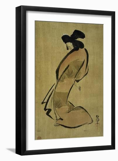 Portrait of Concubine, Ink Drawing on Paper, Japanese Civilization, Edo Period-null-Framed Giclee Print