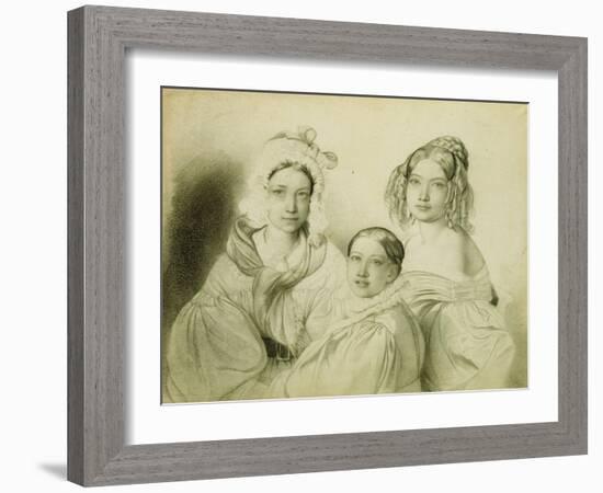 Portrait of Countesses Praskovia, Nadezhda and Maria Vyazemsky, 1835-Fyodor Antonovich Bruni-Framed Giclee Print