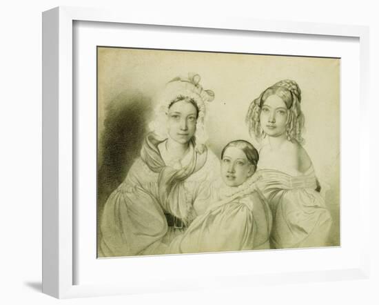 Portrait of Countesses Praskovia, Nadezhda and Maria Vyazemsky, 1835-Fyodor Antonovich Bruni-Framed Giclee Print