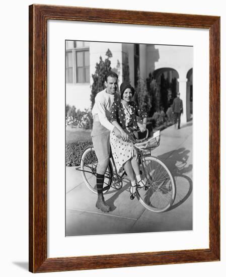 Portrait of Couple on Bicycle Together-null-Framed Photo