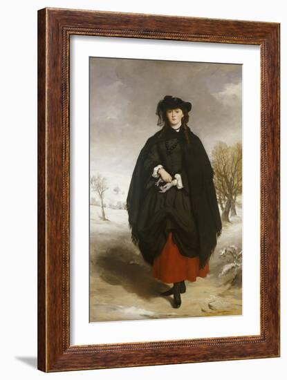 Portrait of Daisy Grant, the Artist's Daughter, Wearing a Black Dress, Red Petticoat, Black Shawl-Sir Francis Grant-Framed Giclee Print