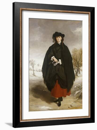 Portrait of Daisy Grant, the Artist's Daughter, Wearing a Black Dress, Red Petticoat, Black Shawl-Sir Francis Grant-Framed Giclee Print